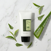 COSRX Aloe Sun Cream with fresh aloe vera leaves
