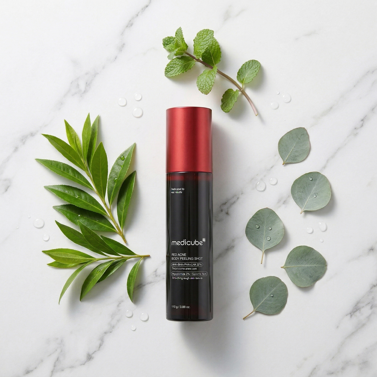 Medicube Red Body Peeling Shot with tea tree and peppermint leaves