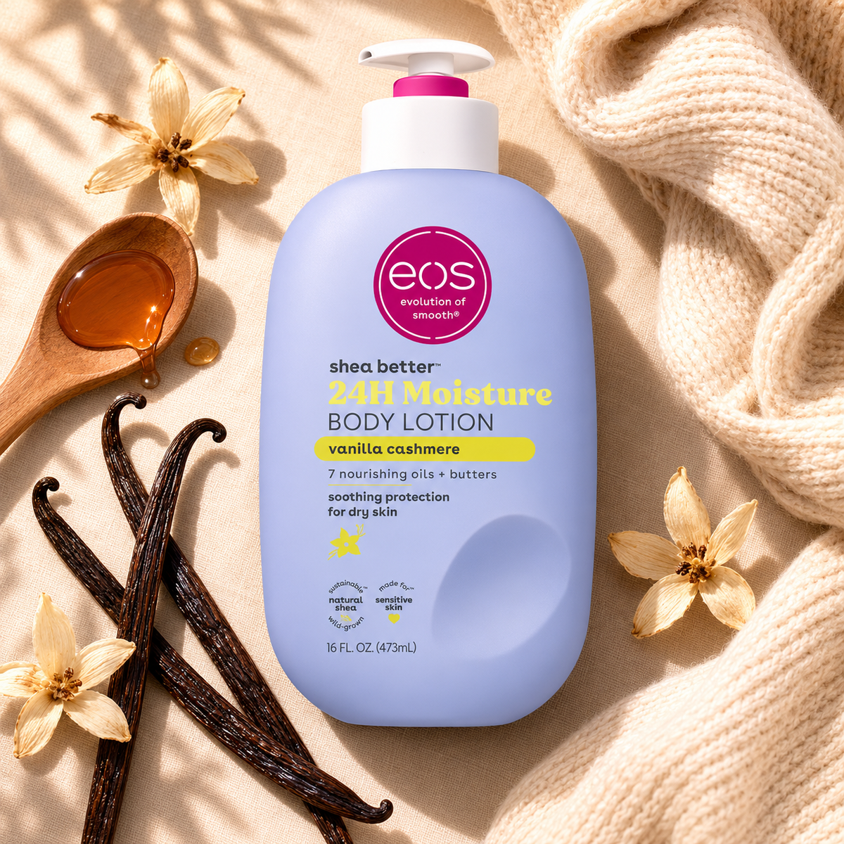 eos Shea Better Vanilla Cashmere Body Lotion - ingredients label back view