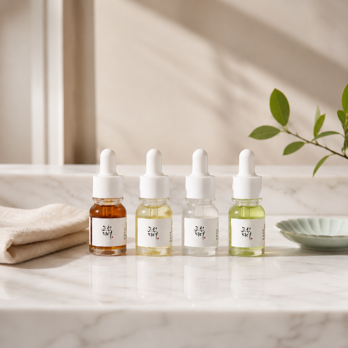 Beauty of Joseon Hanbang Serum Discovery Kit on white marble vanity