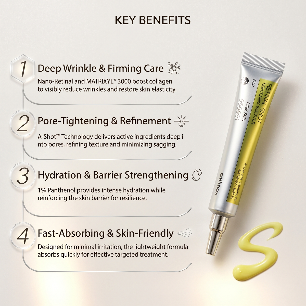 Celimax The A Retinal Shot Tightening Booster key benefits